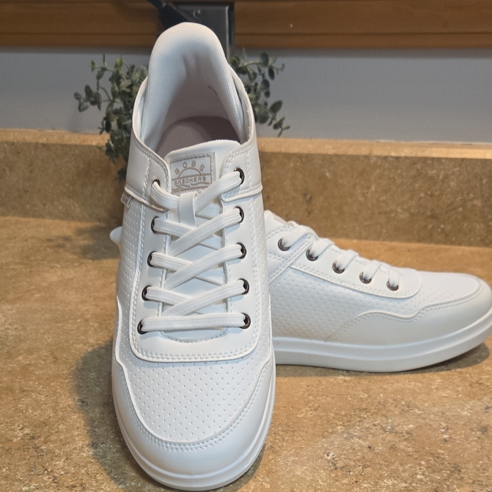 BOBS from Skechers White Athletic Shoes Clean Canvas Design